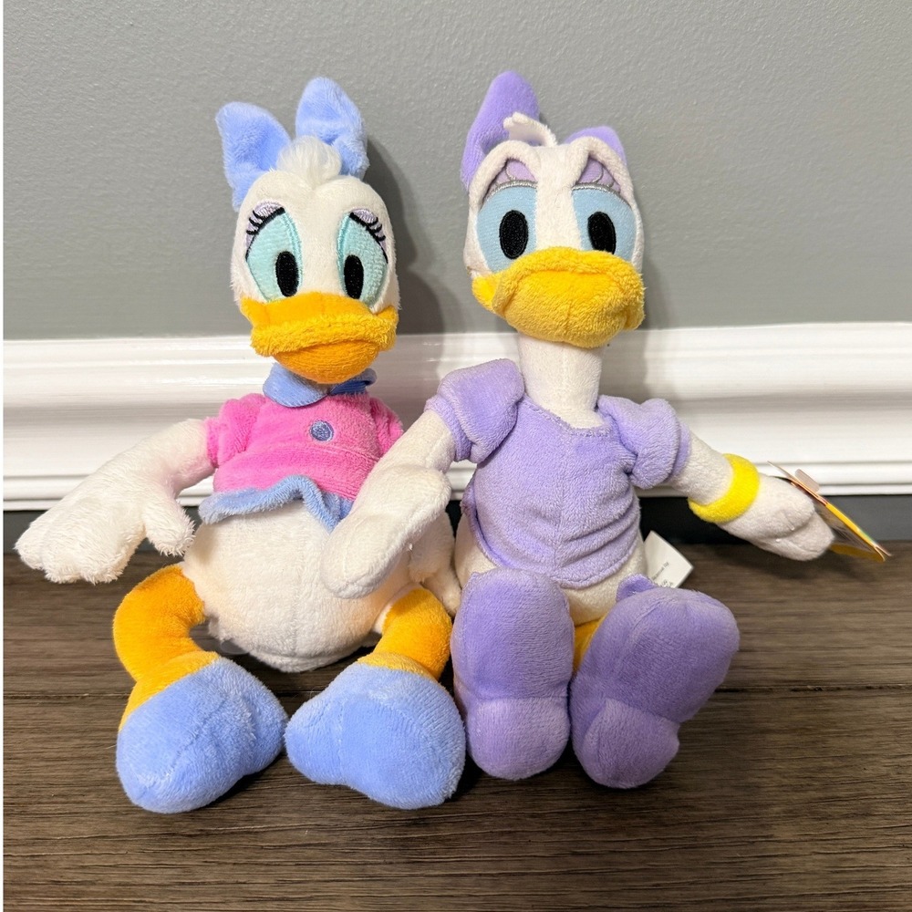 Disney Daisy Duck Plush Lot of 2 Disney Store Just Play Stuffed Animals 9 Inch